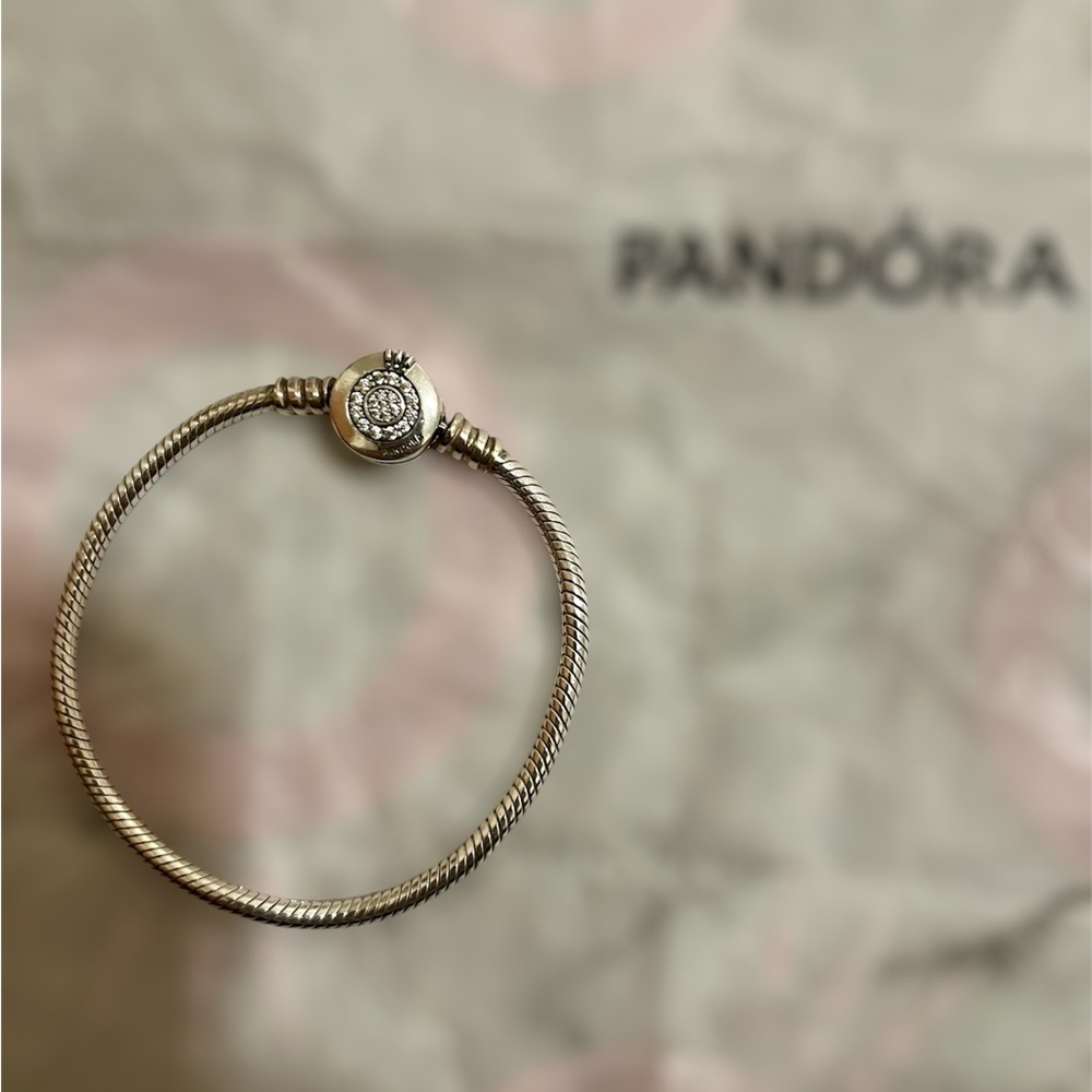 Pandora Silver Bracelet Crown O Snake Chain